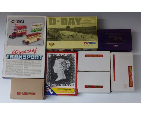 A collection of Corgi and Matchbox Special and Limited Edition diecast model vehicle box sets including Queen Elizabeth II Go