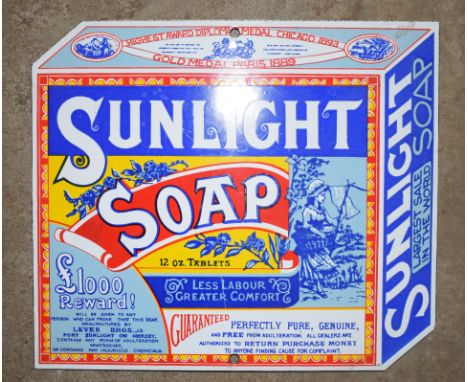 Enamel advertising sign 'Sunlight Soap', 21.5 x 25cmPLEASE NOTE this lot is located at and will be sold from Cocknells Farm, 