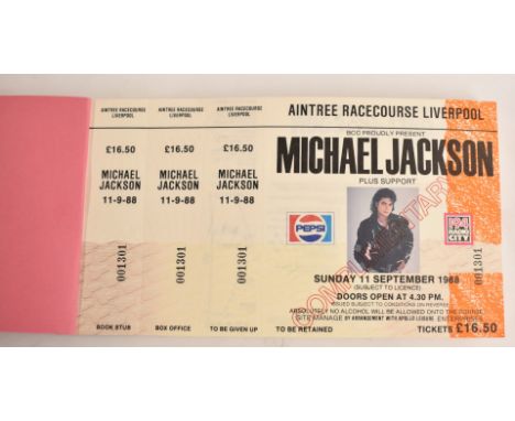 Michael Jackson - one hundred unused tickets for concert at Aintree Racecourse on 11 September 1988