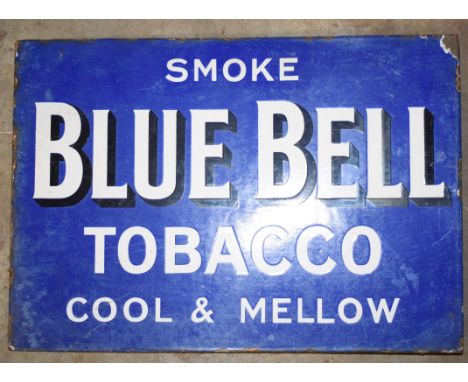 Vintage double sided enamel advertising sign 'Blue Bell Tobacco', 35 x 51cmPLEASE NOTE this lot is located at and will be sol