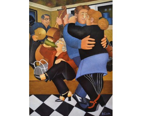 Beryl Cook signed print Shall We Dance, with gallery blind stamp lower left, 59 x 48cm, in modern frame