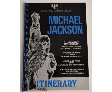Michael Jackson - crew tour itinerary for Wembley Stadium, Friday 26 - Saturday 27 August, Milton Keynes Bowl, Saturday 10 Se