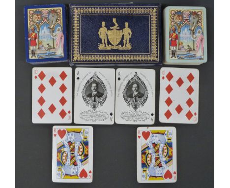 Double pack of Worshipful Company of Makers of Playing Cards playing cards, 1911 with Indian themed backs, in original slip c