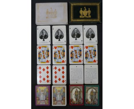 Two double packs of Worshipful Company of Makers of Playing Cards WW1 interest playing cards, comprising 1919 end of the war 