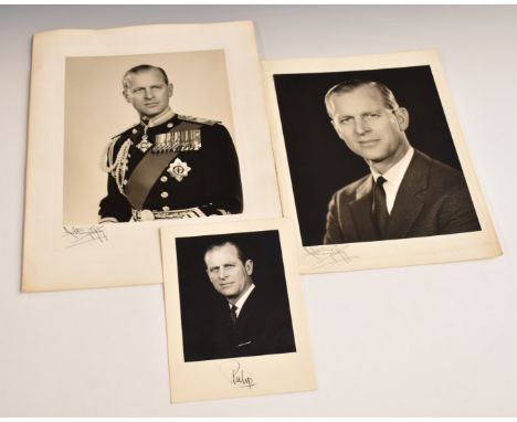 Anthony Buckley three black and white photographic portraits of HRH Prince Philip, Duke of Edinburgh, the first a head and sh