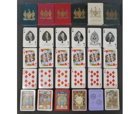 Six packs of Worshipful Company of Makers of Playing Cards playing cards, comprising 1920, 1924 British Empire exhibition x2,