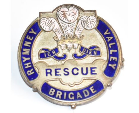 Rhymney Valley Rescue Brigade enamel badge, 38mm in diameter