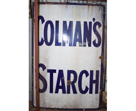 Vintage enamel advertising sign 'Colman's Starch', 91 x 61cm PLEASE NOTE this lot is located at and will be sold from Cocknel