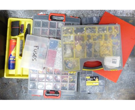 Anvil, tools, nuts, bolts, hose clips, electrical items and other consumables