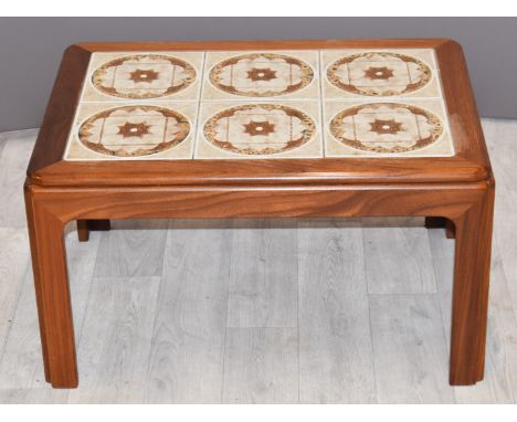 Retro tile inset coffee table, W73 x D51 X H40cm