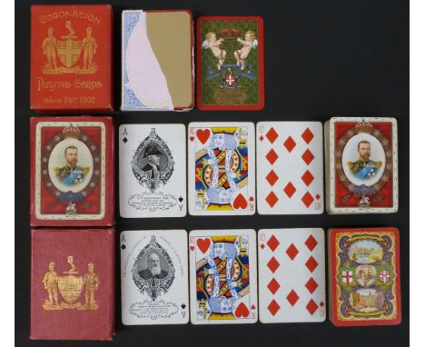 Three packs of Worshipful Company of Makers of Playing Cards playing cards commemorative packs comprising 1902 Edward VII cor