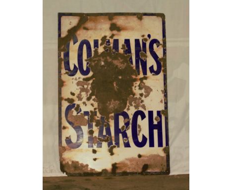 Vintage enamel advertising sign 'Colman's Starch', 91 x 61cmPLEASE NOTE this lot is located at and will be sold from Cocknell