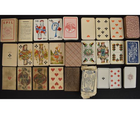 Six packs of mainly continental playing cards to include Heraclio Fournier Gran Casino San Sebastian, Midgardsormr and US Pla