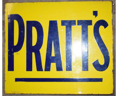 Vintage double sided enamel advertising sign 'Pratt's', 46 x 54cmPLEASE NOTE this lot is located at and will be sold from Coc