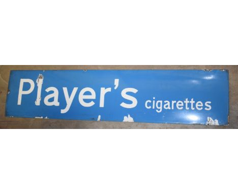Vintage enamel advertising sign 'Player's Cigarettes', 40 x 178cmPLEASE NOTE this lot is located at and will be sold from Coc