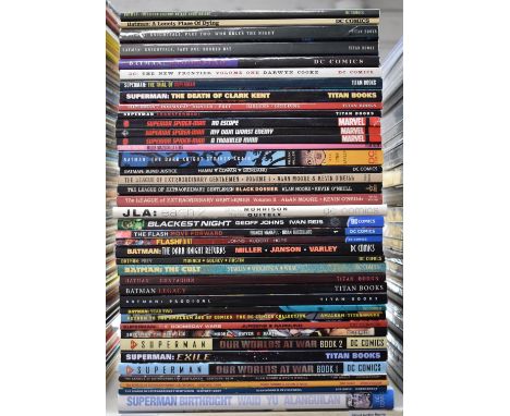 Forty Marvel &amp; DC Graphic novels including Spider-man: No Escape, Superman: The Doomsday Wars, Batman: Knightfall, The Fl