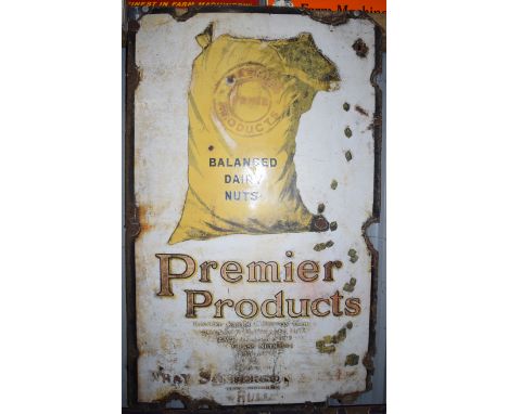 Vintage enamel advertising sign 'Wray Sanderson & Co Balanced Diary Nuts, Hull', 122 x 76cmPLEASE NOTE this lot is located at