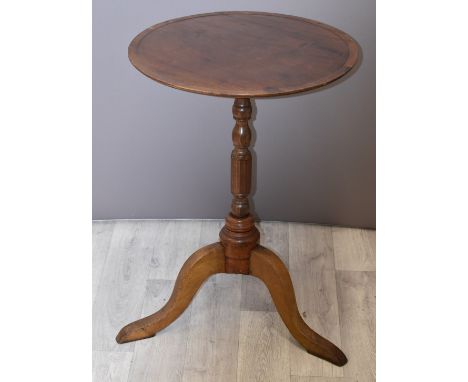 19thC mahogany circular table raised on a tripod base, diameter 51, H71cm