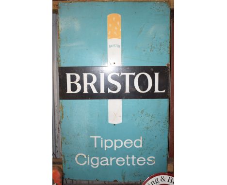 Vintage enamel advertising sign 'Bristol Tipped Cigarettes' 152 x 92cmPLEASE NOTE this lot is located at and will be sold fro