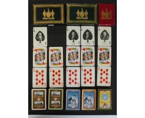 Five packs of Worshipful Company of Makers of Playing Cards playing cards, comprising 1925 centenary of railways and 1932 fli
