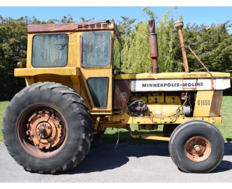 Minneapolis-Moline G1050 tractor with 6 cylinder diesel engine, 750 hours recorded, engine runs10%+VAT buyer's premium on thi