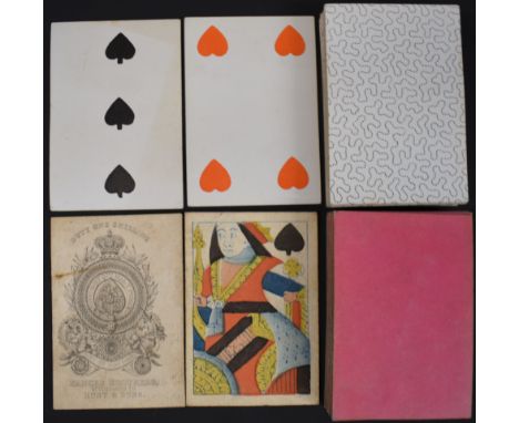 Bancks Brothers successors to Hunt &amp; Sons pack of playing cards with old frizzle ace, single ended court cards and pink b