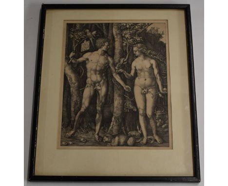 Albrecht Dürer print Adam &amp; Eve (image 9 ¾ x 7 ½”) mounted, framed and glazed