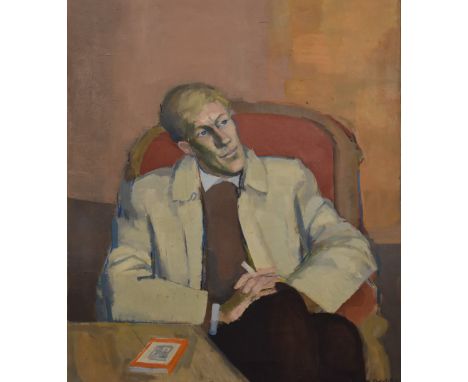 Barbara Dorf (1933-2016) oil on canvas portrait of Nicholas Pennel (actor of Forsyte Saga / Doctor Who fame), 91 x 71cm, in g
