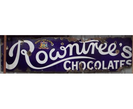 Vintage enamel advertising sign Rowntree's Chocolates, 38 x 155cmPLEASE NOTE this lot is located at and will be sold from Coc