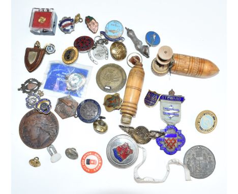 Collectable badges, medals etc to include Boeing Apollo / Saturn Roll of Honor, Royal Masonic Institution for Boys 1937 hallm