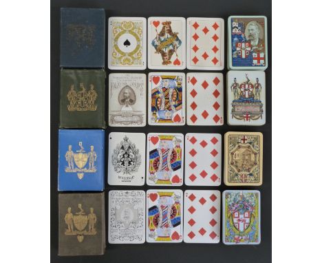 Four packs of Worshipful Company of Makers of Playing Cards playing cards, comprising 1884 by Woolley &amp; Co., 1891, 1893 b