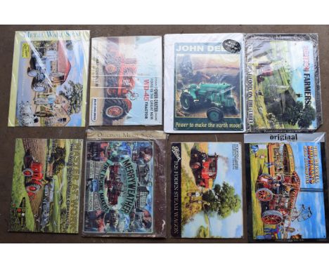 Eight steam/ tractor interest metal advertising signs to include Fodens, John Deere, Allis Chalmers, Ford Ferguson etc, each 