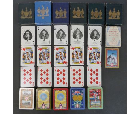 Five packs of Worshipful Company of Makers of Playing Cards playing cards, comprising 1925 centenary of railways, 1926 aviati