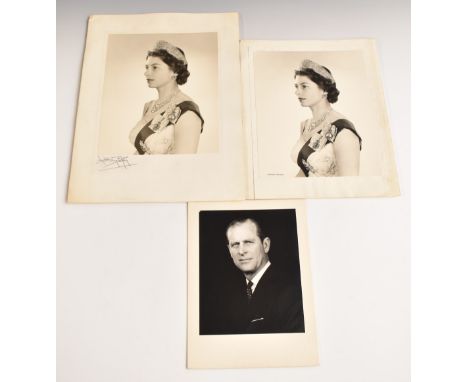 Anthony Buckley three black and white photographic portraits of HM Queen Elizabeth II and HRH Prince Philip, Duke of Edinburg