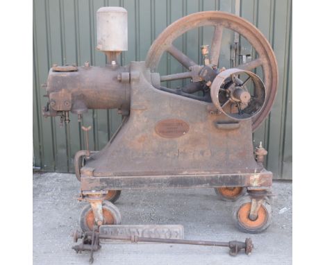 Tangye gas or oil engine with single flywheel, together with sideshaft and a cast Tangye platePLEASE NOTE this lot is located