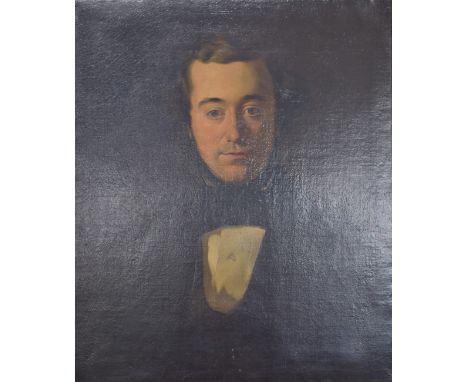A 19thC oil on canvas portrait of distinguished looking gentlemen, 64 x 53cm&nbsp;in giltwood cushion frame