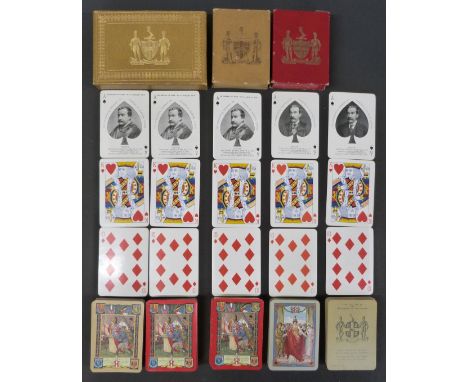 Five packs of Worshipful Company of Makers of Playing Cards playing cards of WW1 interest comprising 1914 double pack and 191