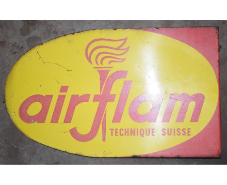 Vintage double sided enamel advertising sign 'Air Flam', 33 x 155cmPLEASE NOTE this lot is located at and will be sold from C