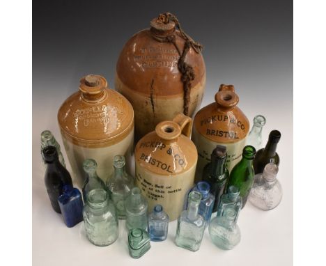 Antique advertising bottles including Godsells Brewery Stroud, Halley Slough, Haywards Embryonic for Horses, Jacksons Burton 