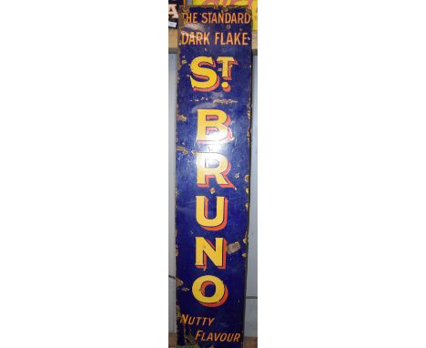 Vintage enamel advertising sign 'St Bruno Nutty Flavour', 153 x 30.5cmPLEASE NOTE this lot is located at and will be sold fro