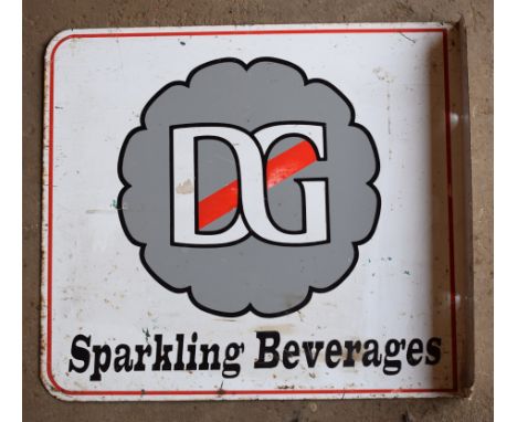 Vintage double sided enamel advertising sign 'DG Sparkling Beverages', 45 x 50cmPLEASE NOTE this lot is located at and will b