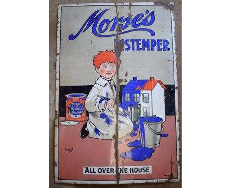 Vintage enamel advertising sign 'Morse's Distemper', 152 x 102cmPLEASE NOTE this lot is located at and will be sold from Cock