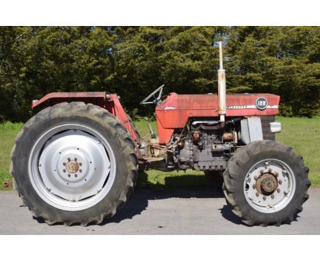 Massey Ferguson 188 four wheel drive tractor, runs and drives, registration number KDO 413P painted to front, 4719 hours reco