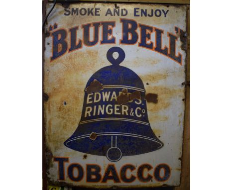 Vintage enamel advertising sign 'Edwards Ringer & Co Blue Bell Tobacco', 102 x 76cmPLEASE NOTE this lot is located at and wil