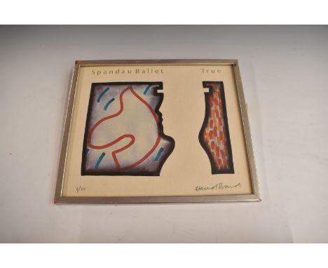 Spandau Ballet True record sleeve design, limited edition 3/60 framed and signed by David Bond, together with a Free print, a