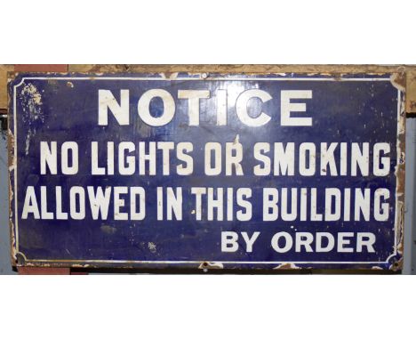 Vintage enamel no smoking sign, 30.5 x 61cmPLEASE NOTE this lot is located at and will be sold from Cocknells Farm, Moreton V