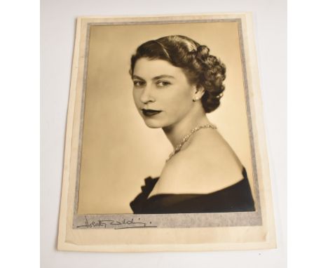 Dorothy Wilding (1893-1976) black and white photographic head and shoulders portrait study of Queen Elizabeth II as a young w