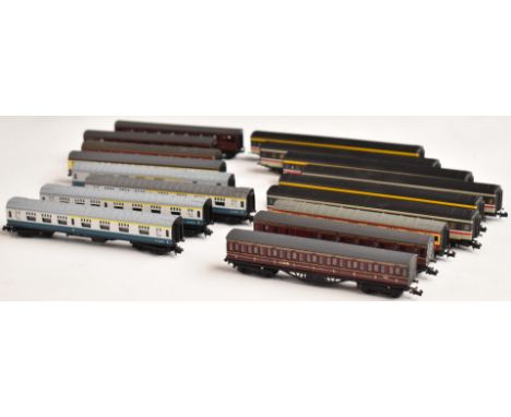 Seventeen Graham Farish, Lima or similar N gauge model railway passenger coaches including Intercity.&nbsp;