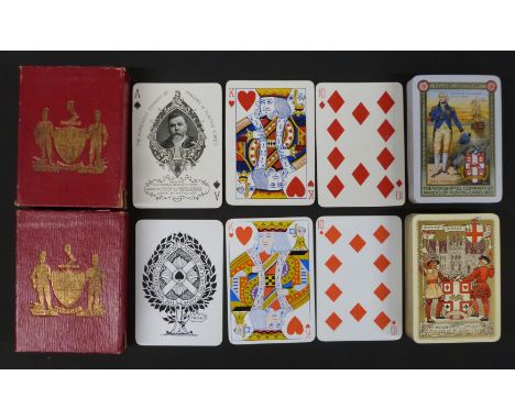 Two packs of Worshipful Company of Makers of Playing Cards playing cards, comprising 1904 and 1905 Battle of Trafalgar annive