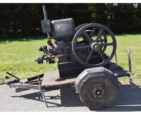 Ruston Hornsby 6AP hopper cooled petrol side shaft stationary engine, on road trailerPLEASE NOTE this lot is located at and w